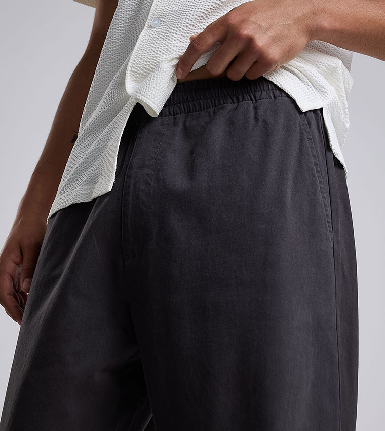 Solid Loose Fit Pants with Elastic Waist