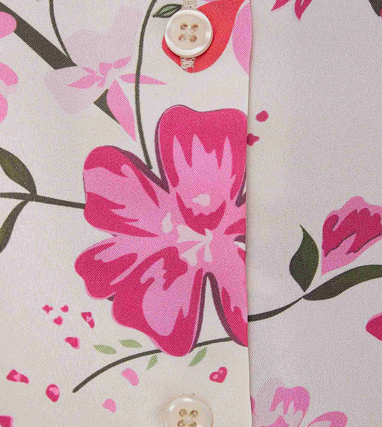 Floral Printed Shirt with Classic Collar and Long Sleeves