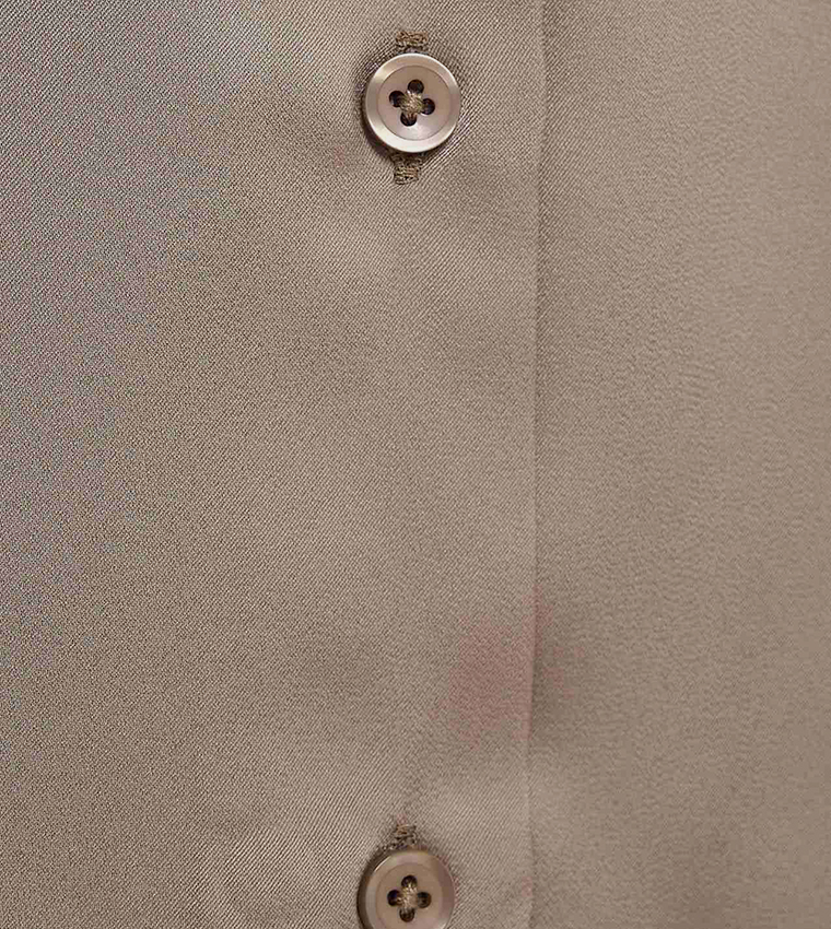Solid Shirt with Classic Collar and Long Sleeves