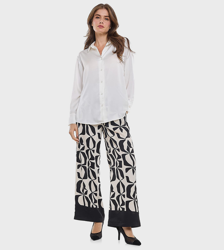 Solid Shirt with Classic Collar and Long Sleeves