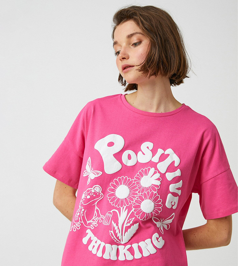 Buy Koton Slogan Printed T Shirt In Pink 6thStreet Oman