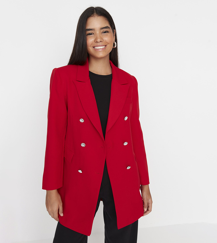 Buy Trendyol Double Breasted Blazer Jacket In Red | 6thStreet UAE