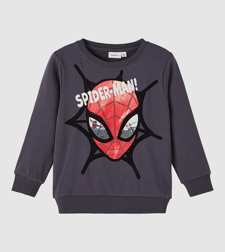 Spiderman Print Crew-Neck Sweatshirt