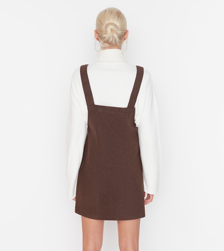 Buy Trendyol Solid Pinafore Dress In Brown | 6thstreet Oman