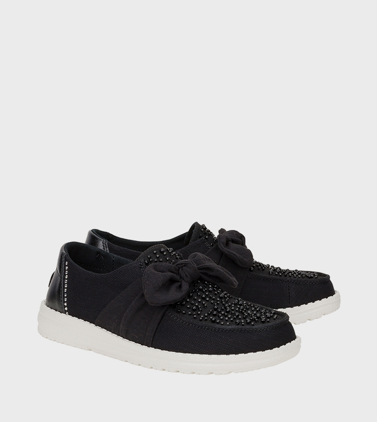 WENDY Bow Embellished Slip-On Shoes