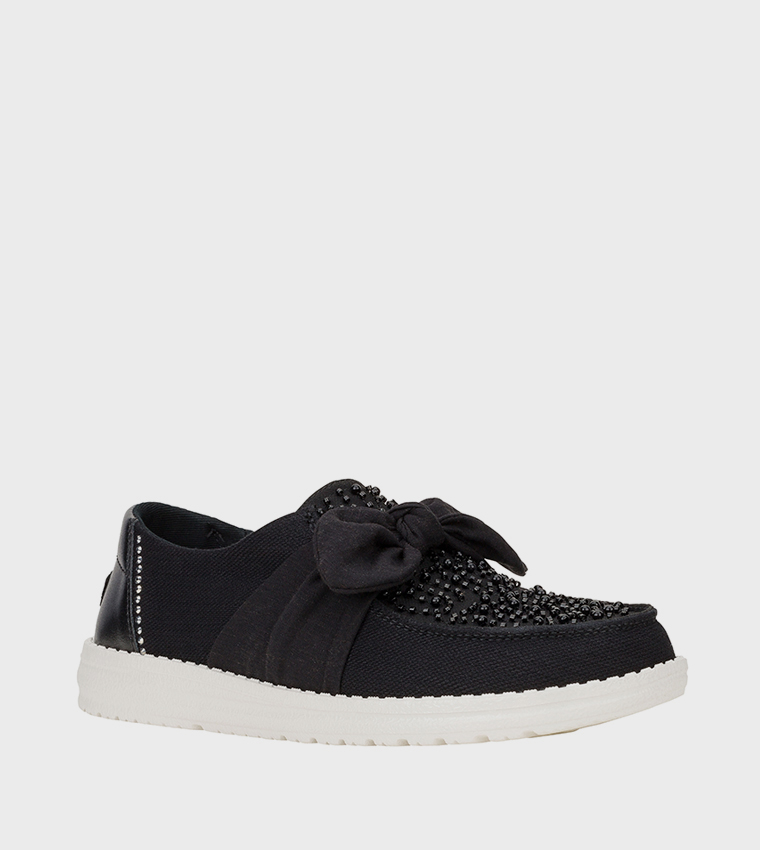 WENDY Bow Embellished Slip-On Shoes