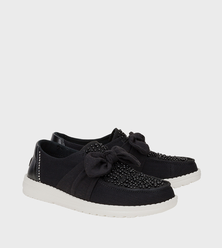 WENDY Bow Embellished Slip-On Shoes