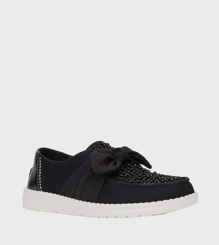 WENDY Bow Embellished Slip-On Shoes
