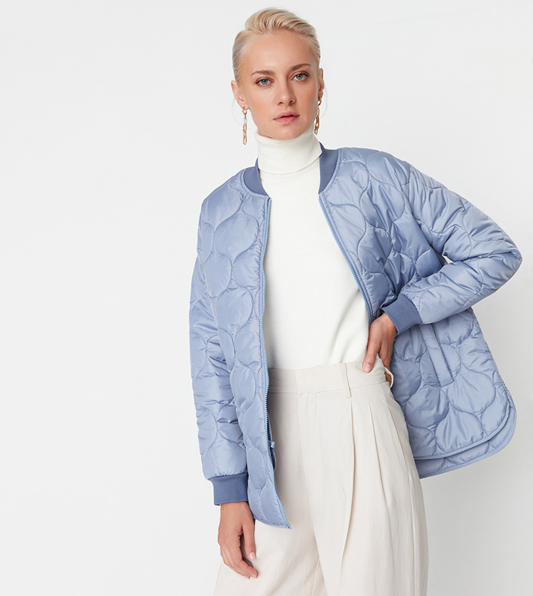 Pale blue outlet quilted jacket