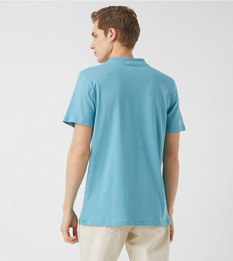 Zipper Collar Basic Polo T-Shirt
