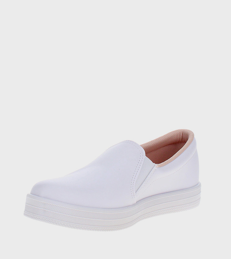 Textured Round Toe Slip-On Shoes