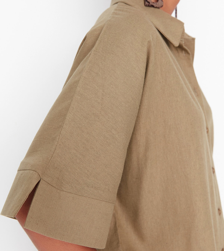 Solid Shirt Style Top