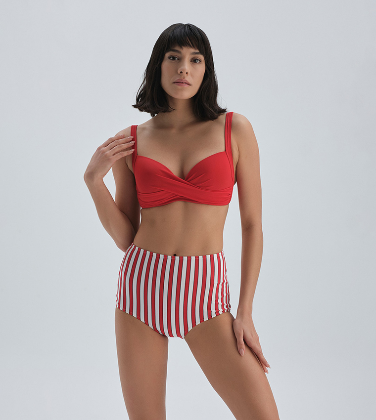 Buy Dagi Lined Half Padded Bikini Top In Red
