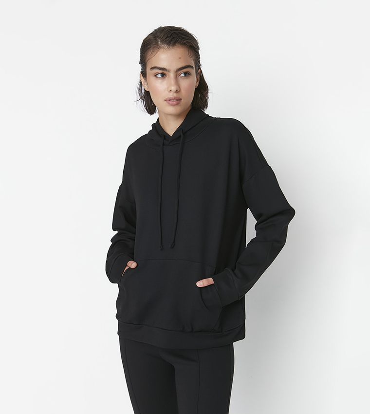 Basic black cheap hoodie womens