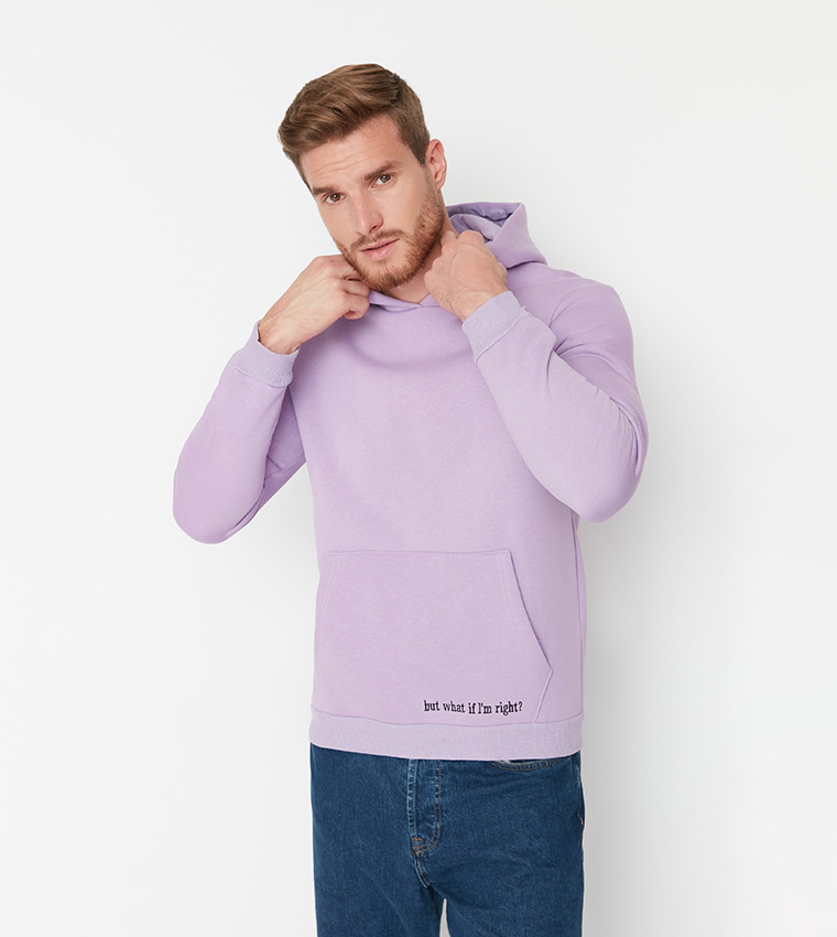 Buy Trendyol Regular Fit Hooded Embroidery Soft Fluffy Inside Sweatshirt In Purple 6thStreet Bahrain