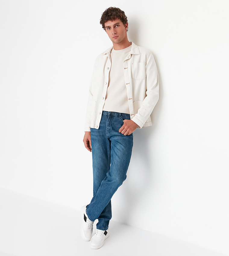 Mid Rise Straight Fit Jeans