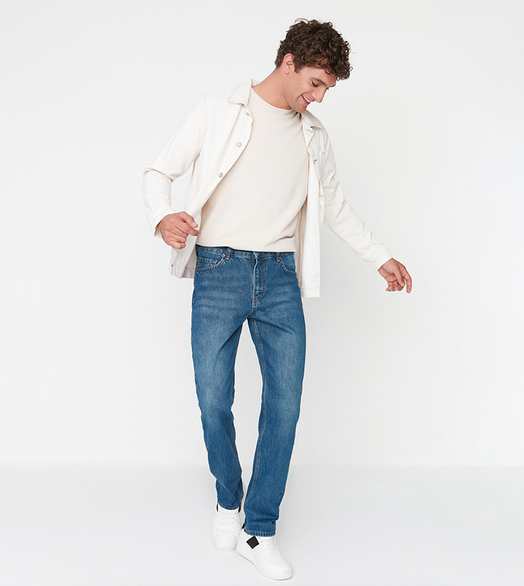 Mid Rise Straight Fit Jeans
