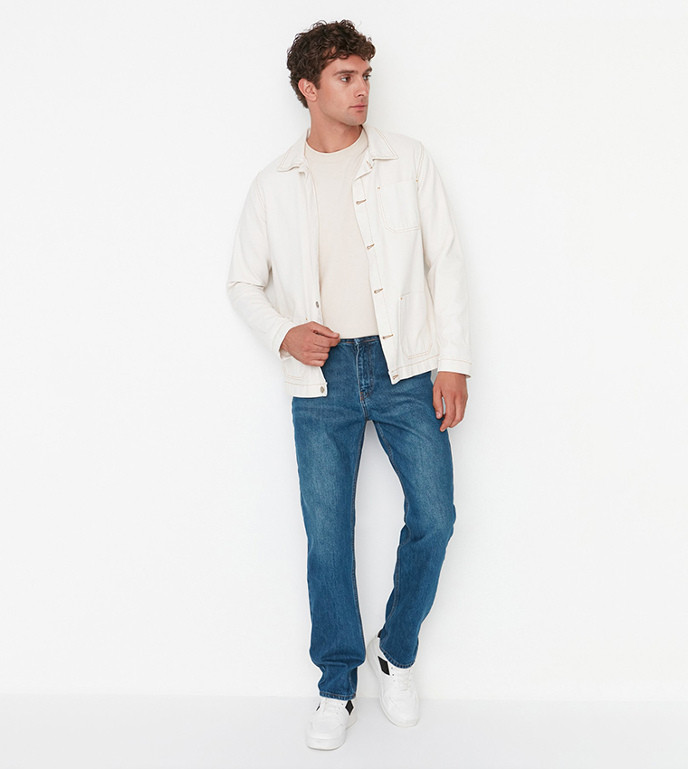 Mid Rise Straight Fit Jeans