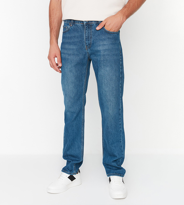 Mid Rise Straight Fit Jeans