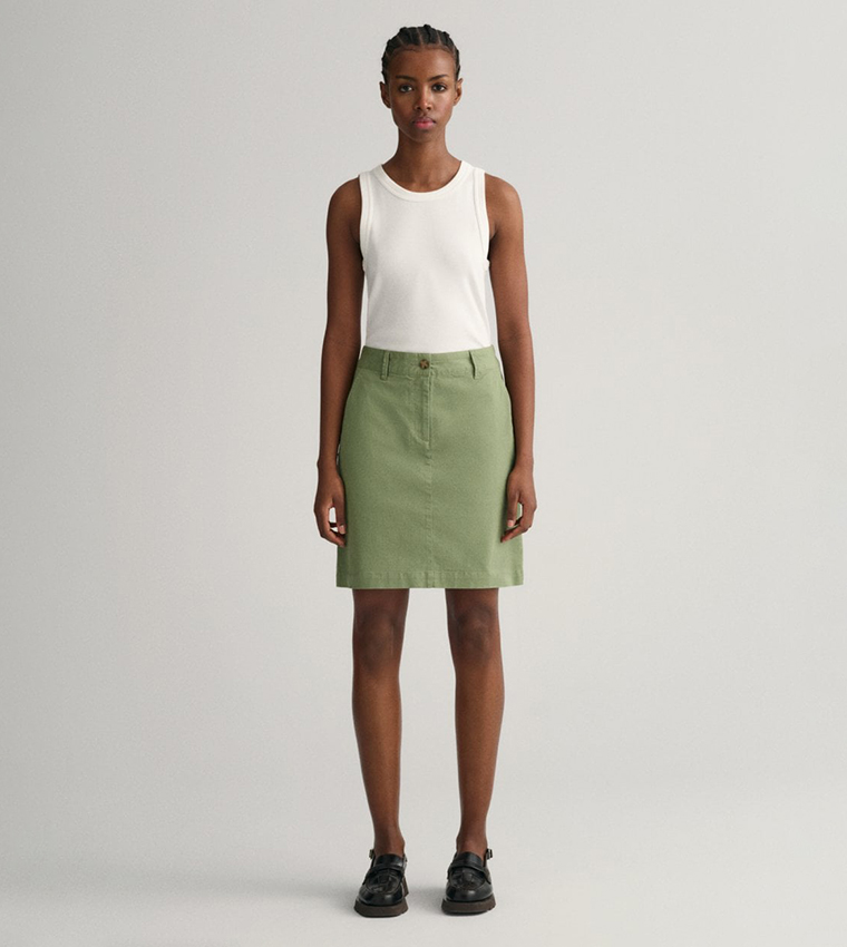 Buy GANT Solid Button Closure Chino Skirt In Green 6thStreet UAE