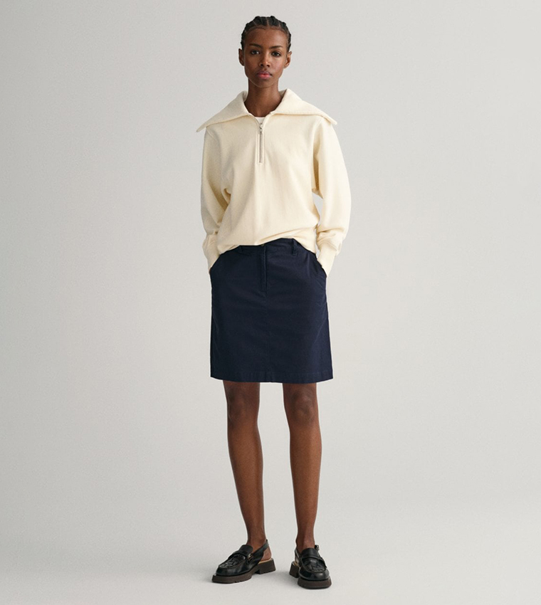 Buy GANT Solid Button Closure Chino Skirt In Blue 6thStreet UAE