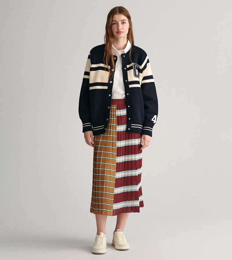 Striped Pleated Skirt