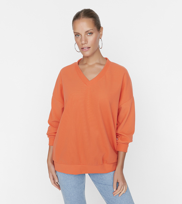 Orange on sale oversized sweatshirt