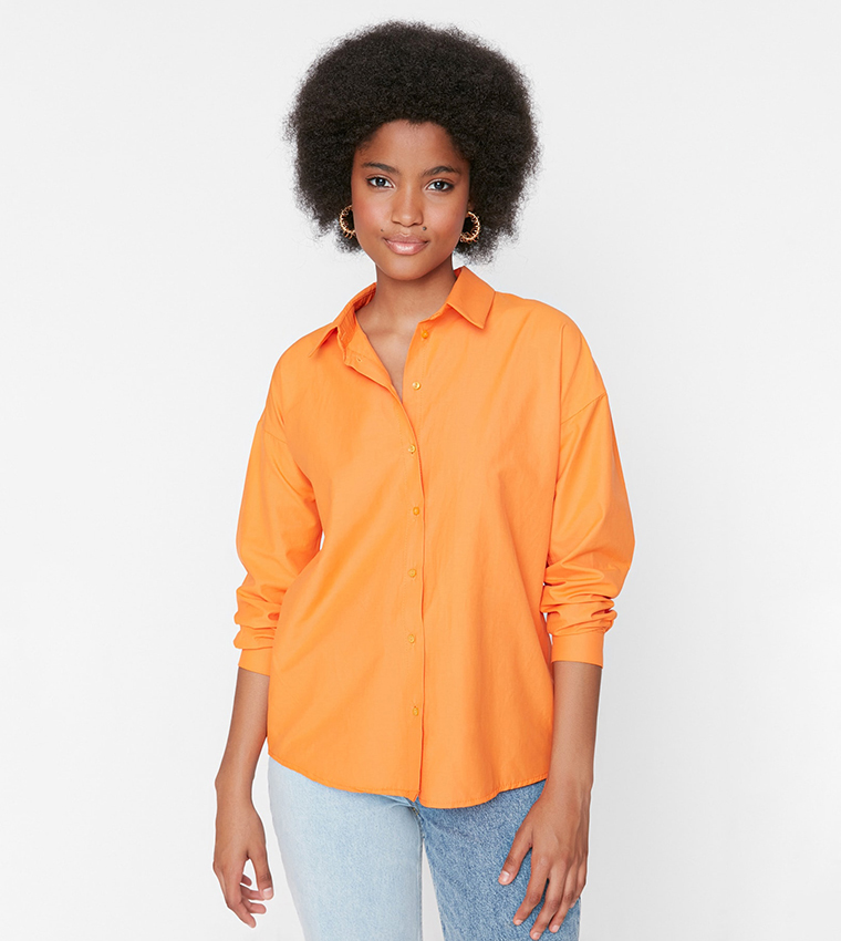Orange button shop up shirt