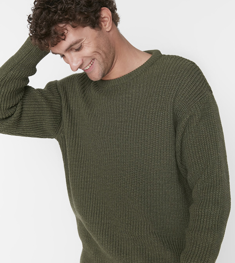 Buy Trendyol Oversized Knitted Jumper In Khaki 6thStreet UAE