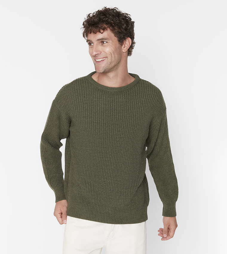 Buy Trendyol Oversized Knitted Jumper In Khaki 6thStreet UAE
