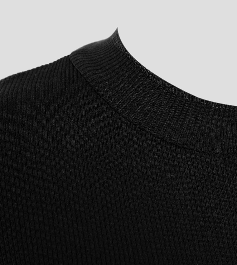 Flared Sleeves Knitted Snap Bodysuit Top