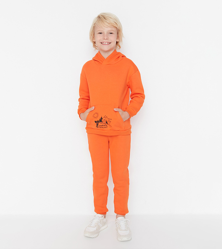 Buy Trendyol Landscape Printed Hooded Tracksuit Set In Orange 6thStreet Qatar