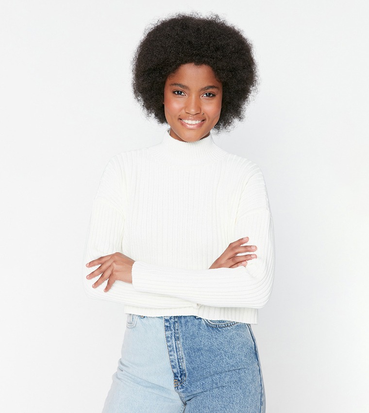 rib knit mock turtleneck