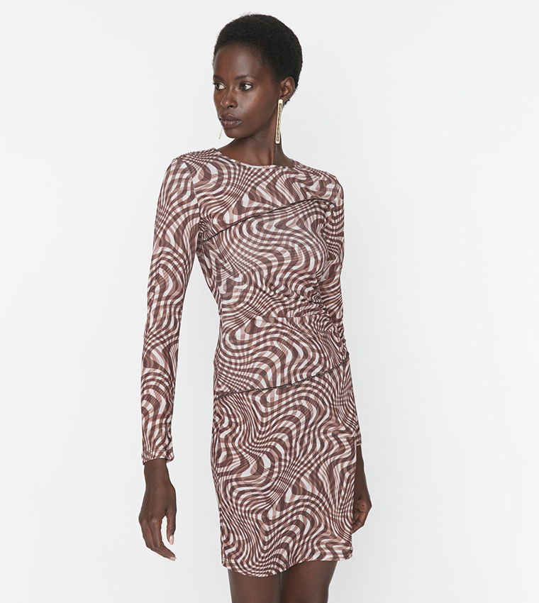 Leopard print long sleeve bodycon dress shop