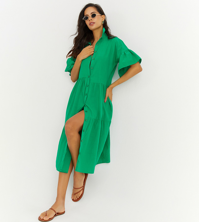 Sexy button cheap down dress