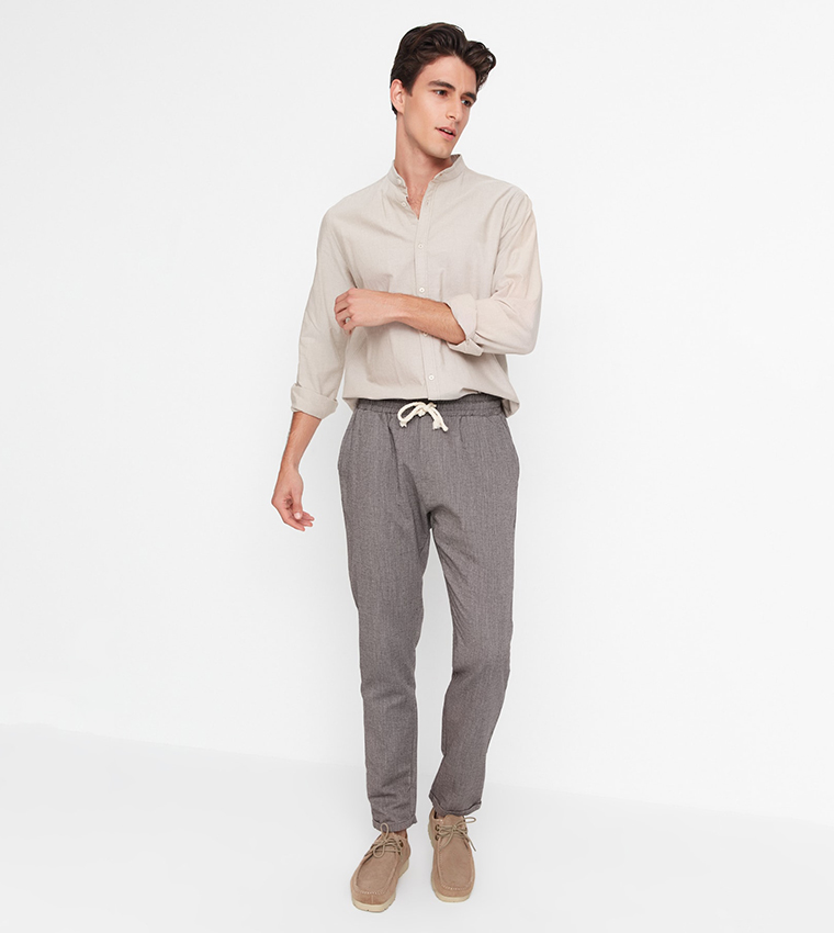 Elastic waist chinos mens new arrivals