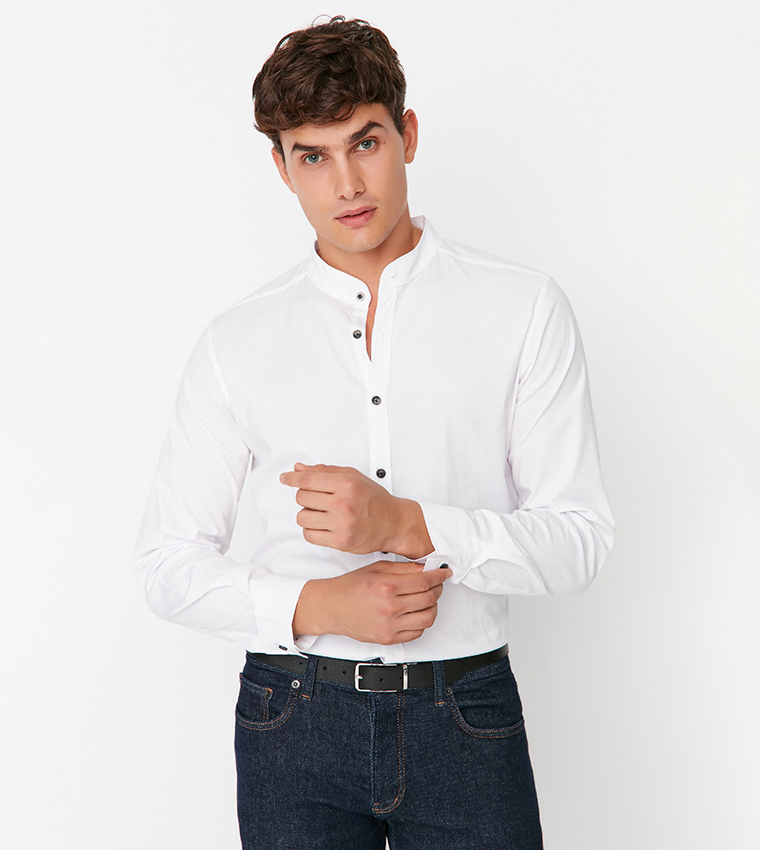 White collar store shirt mens