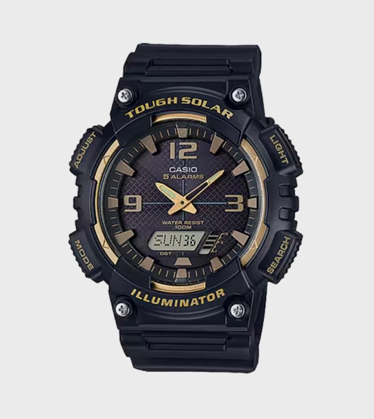 Round Dial Resin Strap Hybrid Watch