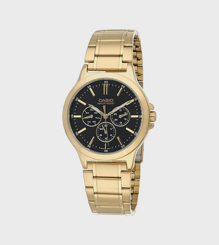 Black Dial Stainless Steel Strap Analog Watch