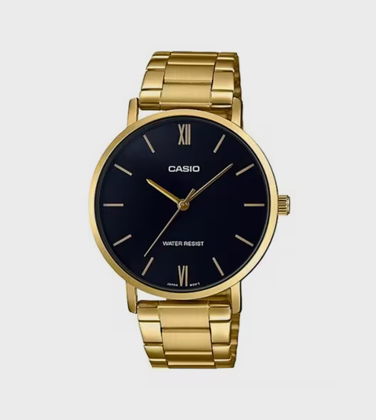 Black Dial Stainless Steel Strap Analog Watch