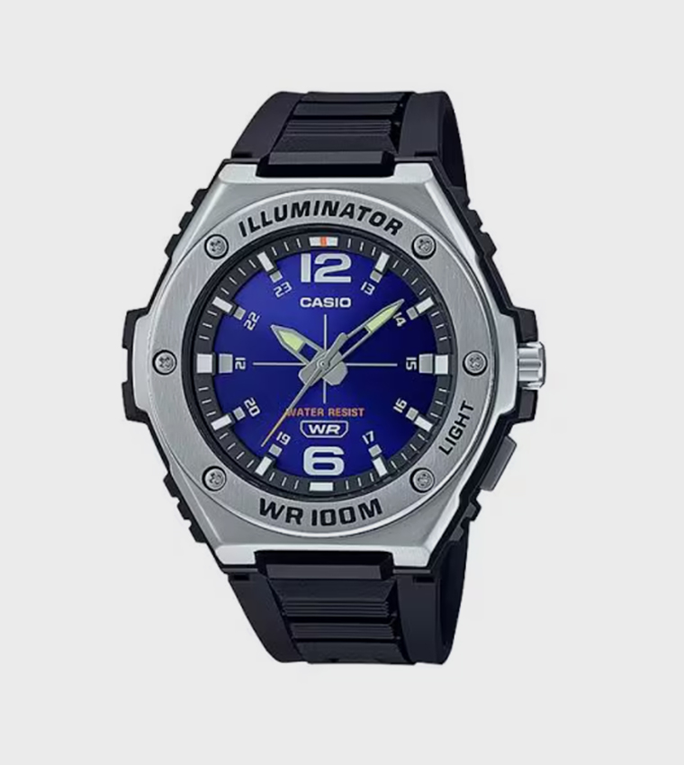 Blue Dial Resin Strap Analog Watch