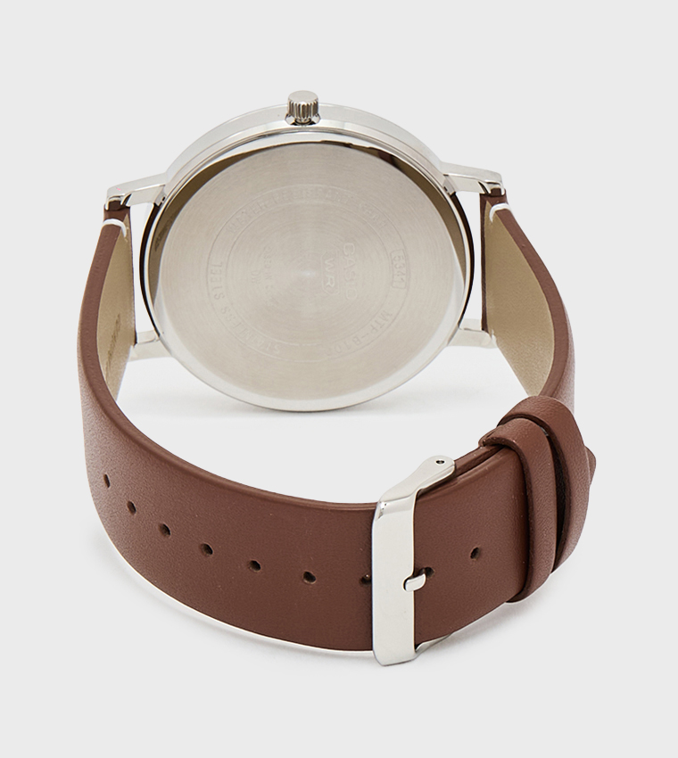 Blue Dial Leather Strap Analog Watch