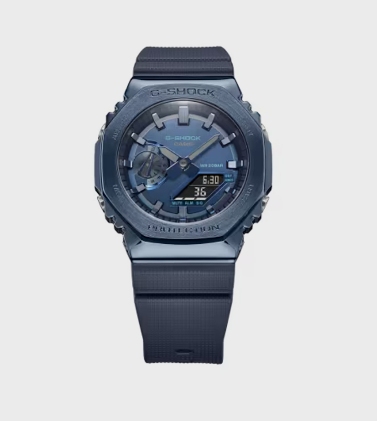 Navy Dial Resin Strap Hybrid Watch