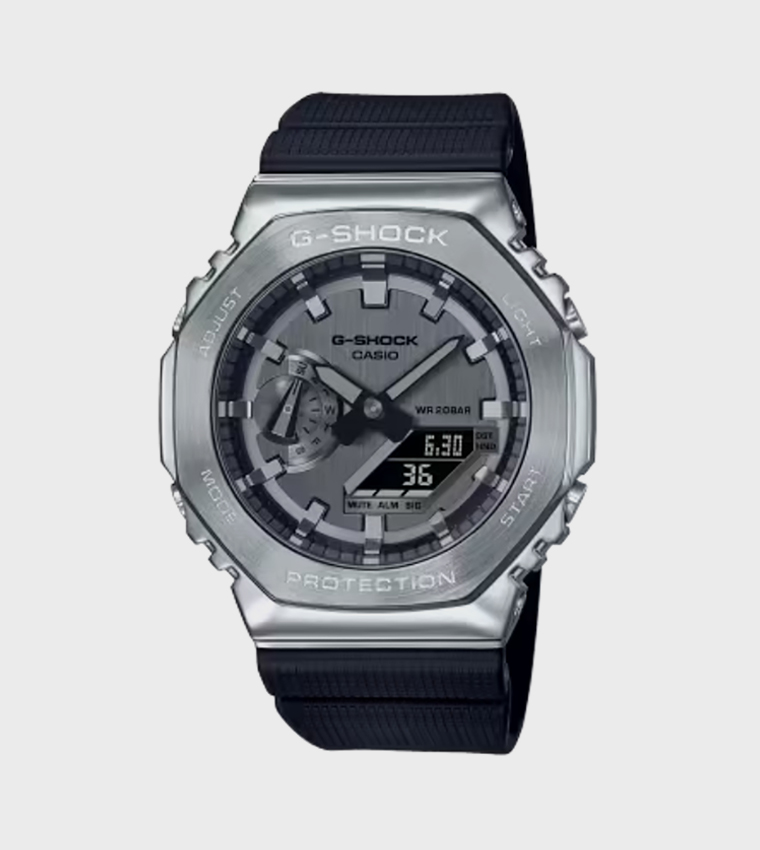 Grey Dial Resin Strap Hybrid Watch