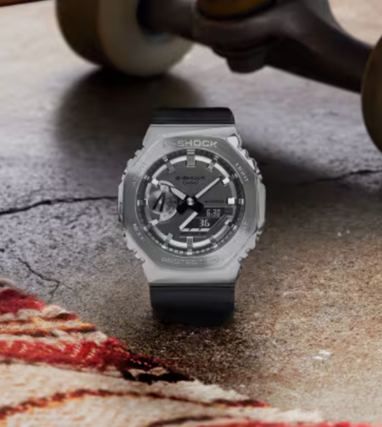 Grey Dial Resin Strap Hybrid Watch