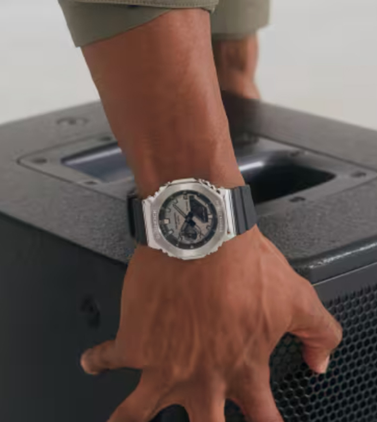 Grey Dial Resin Strap Hybrid Watch