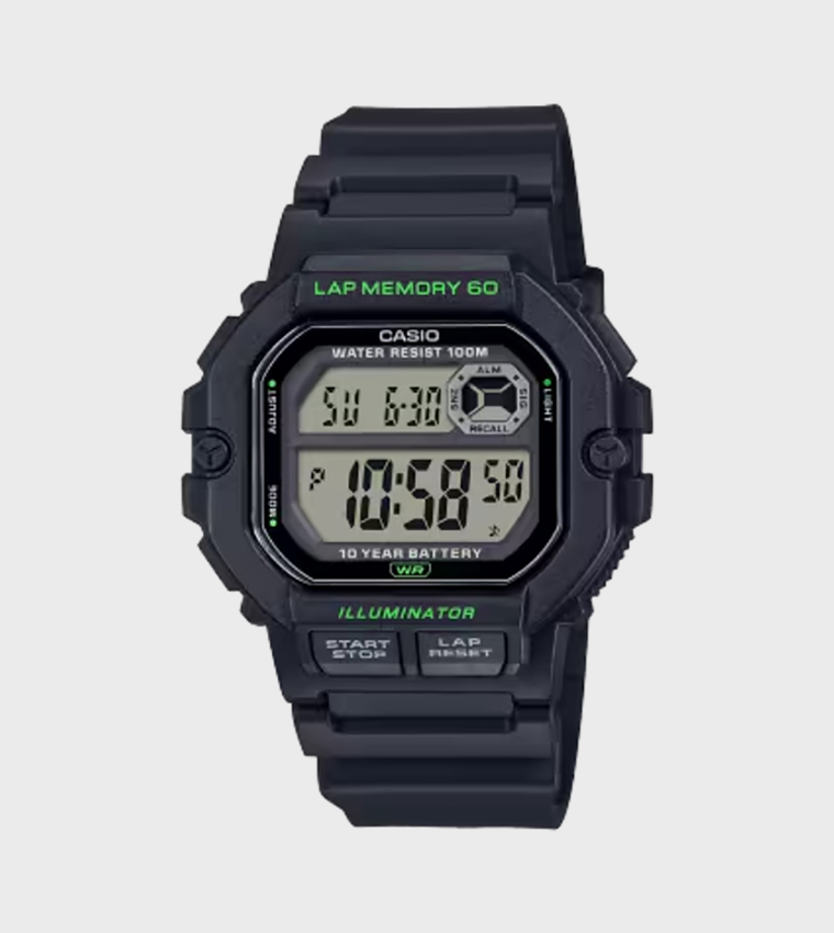 Square Dial Resin Strap Digital Watch