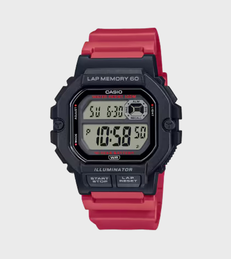 Square Dial Resin Strap Digital Watch