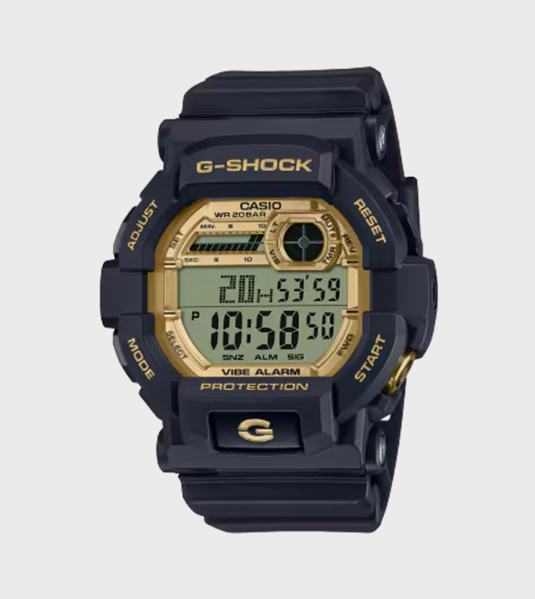 Gold Dial Resin Strap Digital Watch