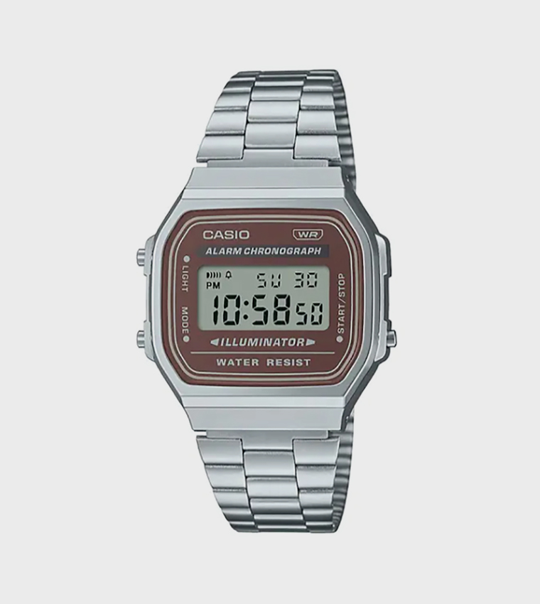 Square Dial Stainless Steel Strap Digital Watch